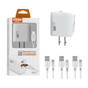 Cargador Somostel 25w 3.0 puerto USB y Tipo C + cable Tipo C Android y Apple