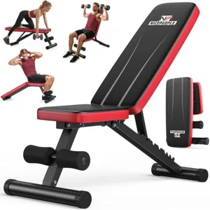 Banco de pesas básico para gimnasio en casa, banco ajustable de 8 respaldos con capacidad de peso de 299 kg para pecho, hombros, brazos y músculos, plegable y compacto para apartamentos