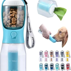 Botella de agua para perros con contenedor de alimentos, cuenco de agua para cachorros de viaje, dispensador portátil para mascotas, artículos de accesorios de regalo para perros