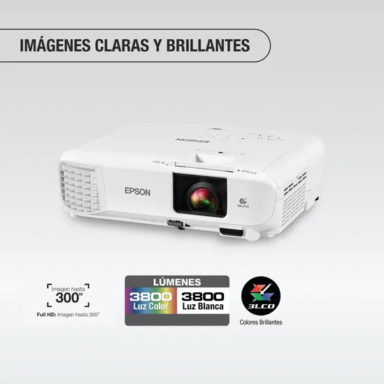 PROYECTOR EPSON POWERLITE W49 3LCD WXGA 3800 LUMENES HDMI V11H983020 - Image 2