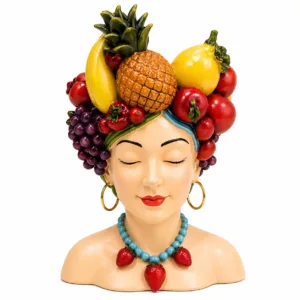 Figura Decorativa Mujer Con Frutas