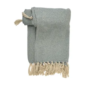 Manta Celeste Con Flecos Beige