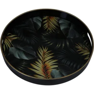 Bandeja Decorativa Negra Con Hojas