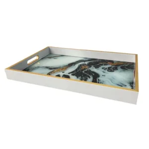 Bandeja Rectangular Con Diseño Marmoleado