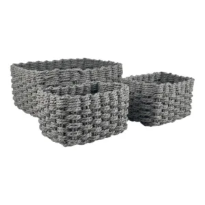 Set De Cestas Tejidas Grises