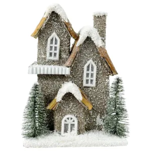 Casita Alta Con Nieve Y Pinos