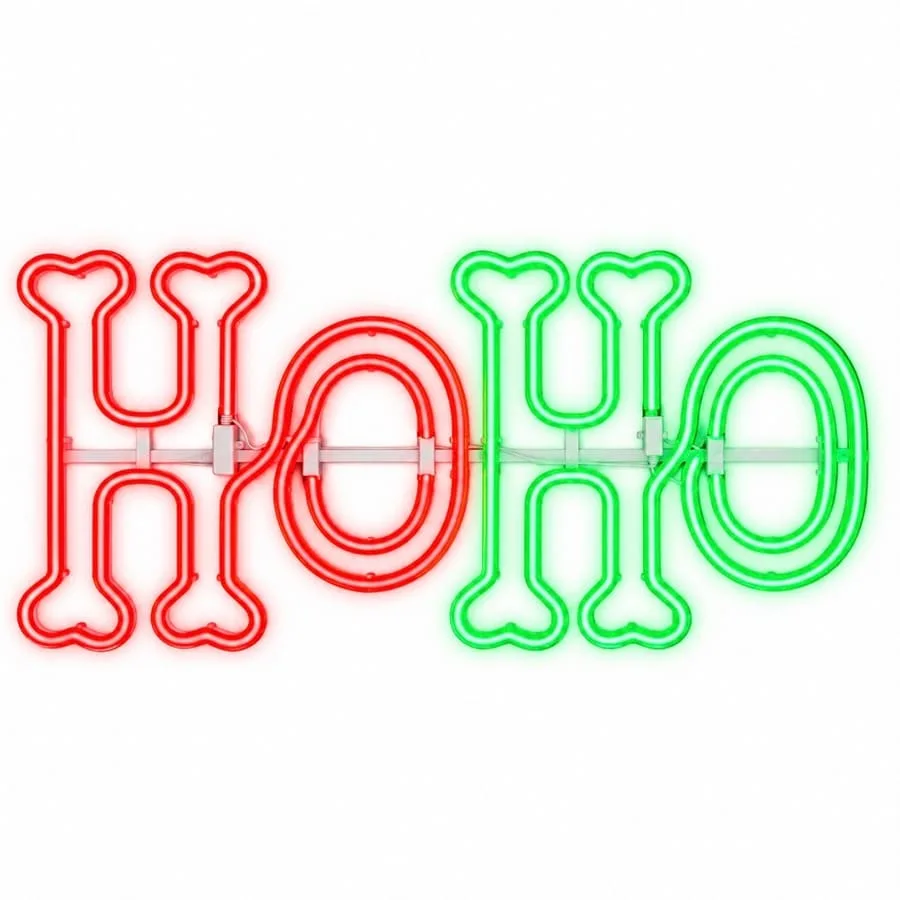 Letrero de Neón "HO HO", letrero Luminoso de Neón Navideño "HO HO" en Rojo Y Verde