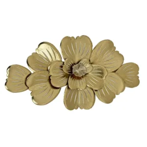 Aplique de pared metálico con diseño floral en acabado dorado – Concepts Life