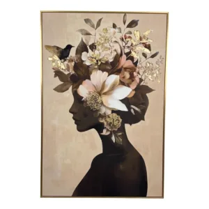 Lienzo de silueta femenina sosteniendo flores – Concepts Life