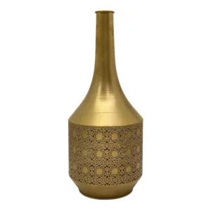 Florero metálico dorado con textura en relieve – Concepts Life