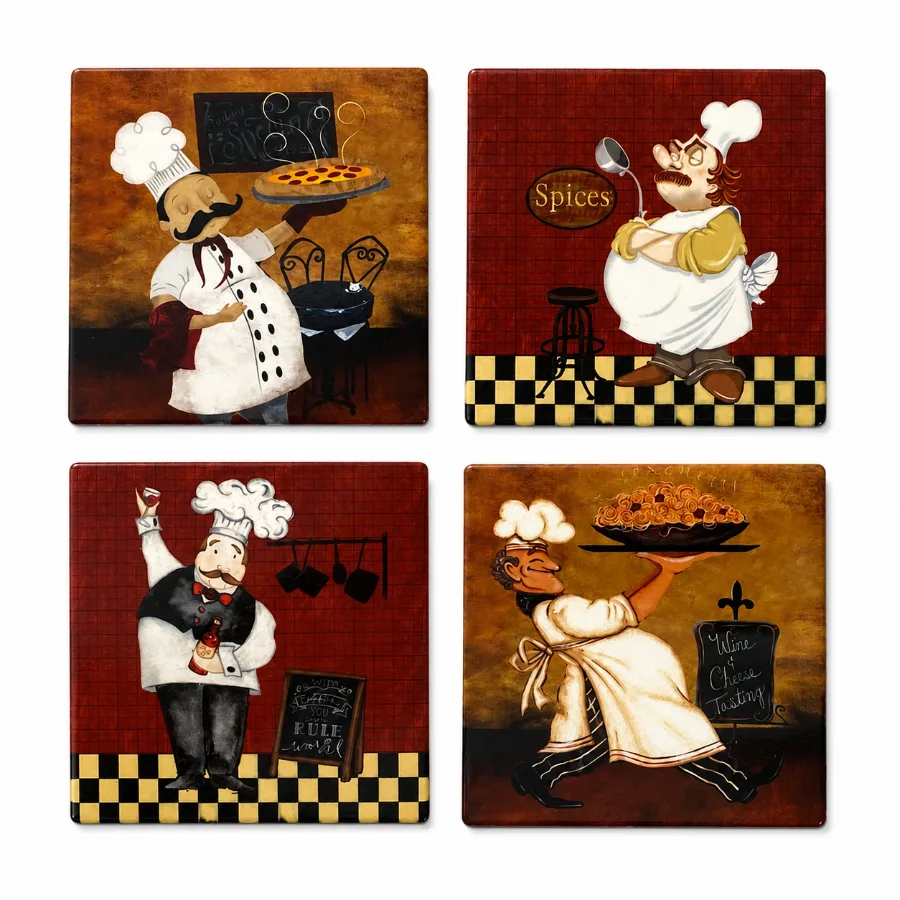 Set de 4 portavasos con figuras de cocineros – Concepts Life