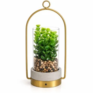 Soporte metálico dorado con maceta pequeña – Concepts Life