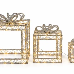 Luz Caja de Regalo, set de 3 cajas decorativas con luz cálida – Santini Christmas