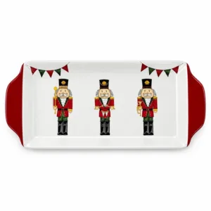 Bandeja rectangular blanca con diseño de cascanueces – Santini Christmas