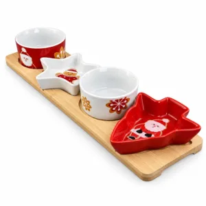 Plato de servir con lazo decorativo rojo – Santini Christmas