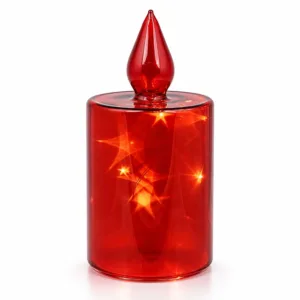 Vela de Vidrio Roja con luz – Santini Christmas