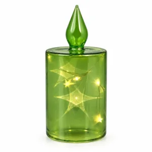 Vela de Vidrio Verde con luz – Santini Christmas