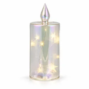 Vela de Vidrio Tornasol con luz – Santini Christmas
