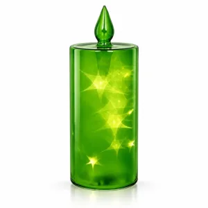Vela de Vidrio Verde con luz – Santini Christmas