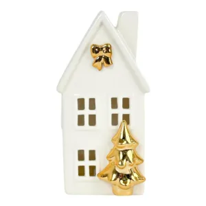 Casita cerámica blanca con luces interior – Santini Christmas