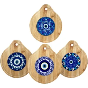 Porta Ollas, portaollas de madera con centro cerámico de ojo turco azul – Concepts Life