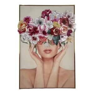 Lienzo de rostro femenino rodeado de flores – Concepts Life