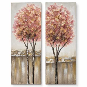 Set de 2 cuadros con árboles en tonos rosa – Concepts Life
