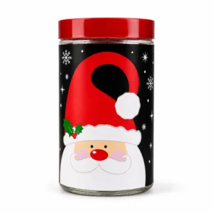 Frasco de vidrio navideño con tapa de Santa Claus – Santini Christmas