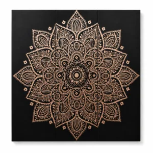 Cuadro decorativo con diseño de mandala sobre fondo negro – Concepts Life