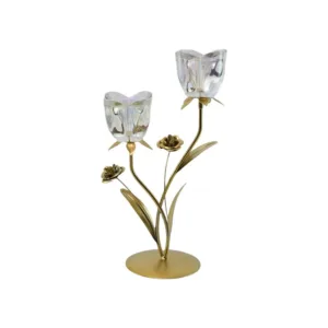 Candelabro de flor con base metálica dorada – Concepts Life