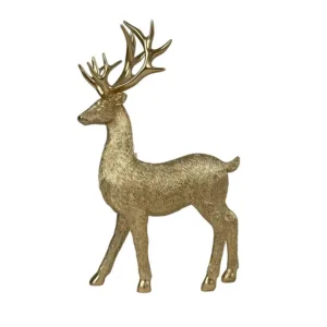 Estatua decorativa de reno parado en tono dorado – Santini Christmas