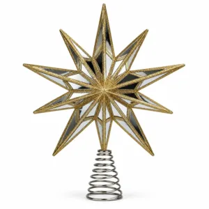 Estrella dorada brillante para copa de árbol – Santini Christmas
