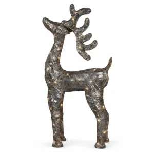 Figura de reno en tono plateado con luz cálida – Santini Christmas