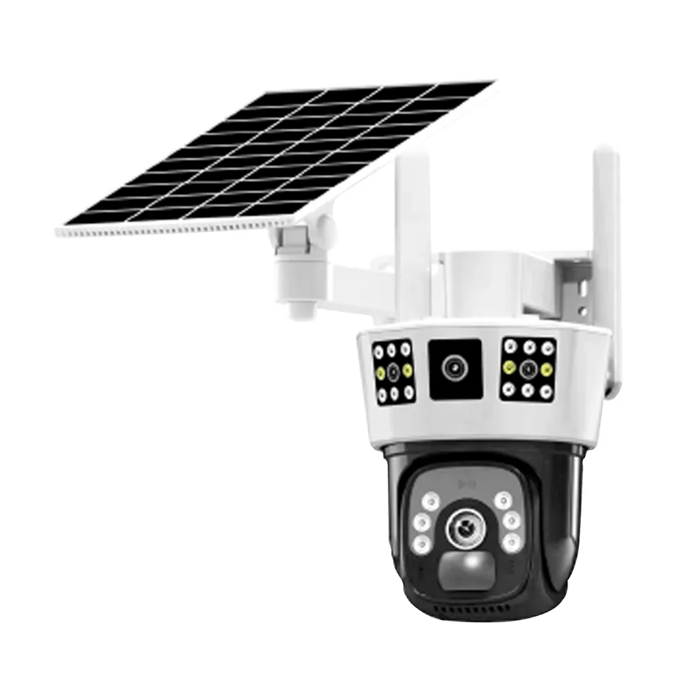ENV Cámara de seguridad Solar View con doble lente y panel solar